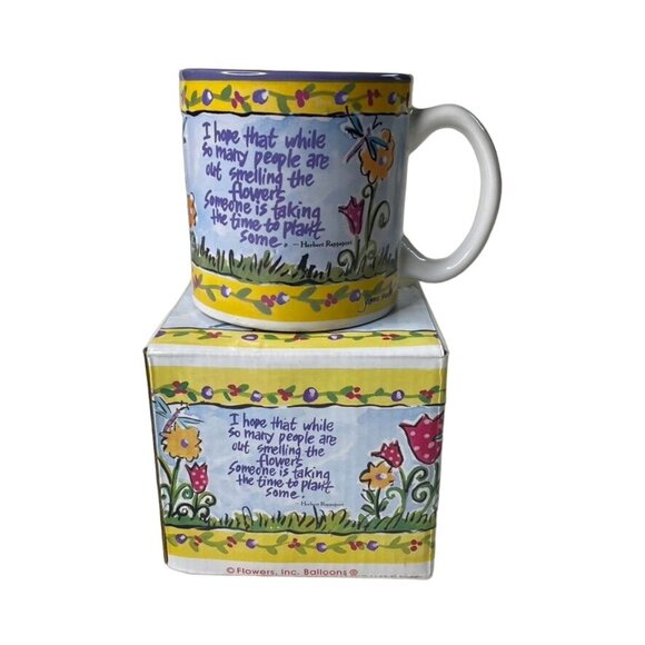 Inspiring Floral Oversize Mug in Gift Box Motivational Quote  Inscribed u - Picture 1 of 8